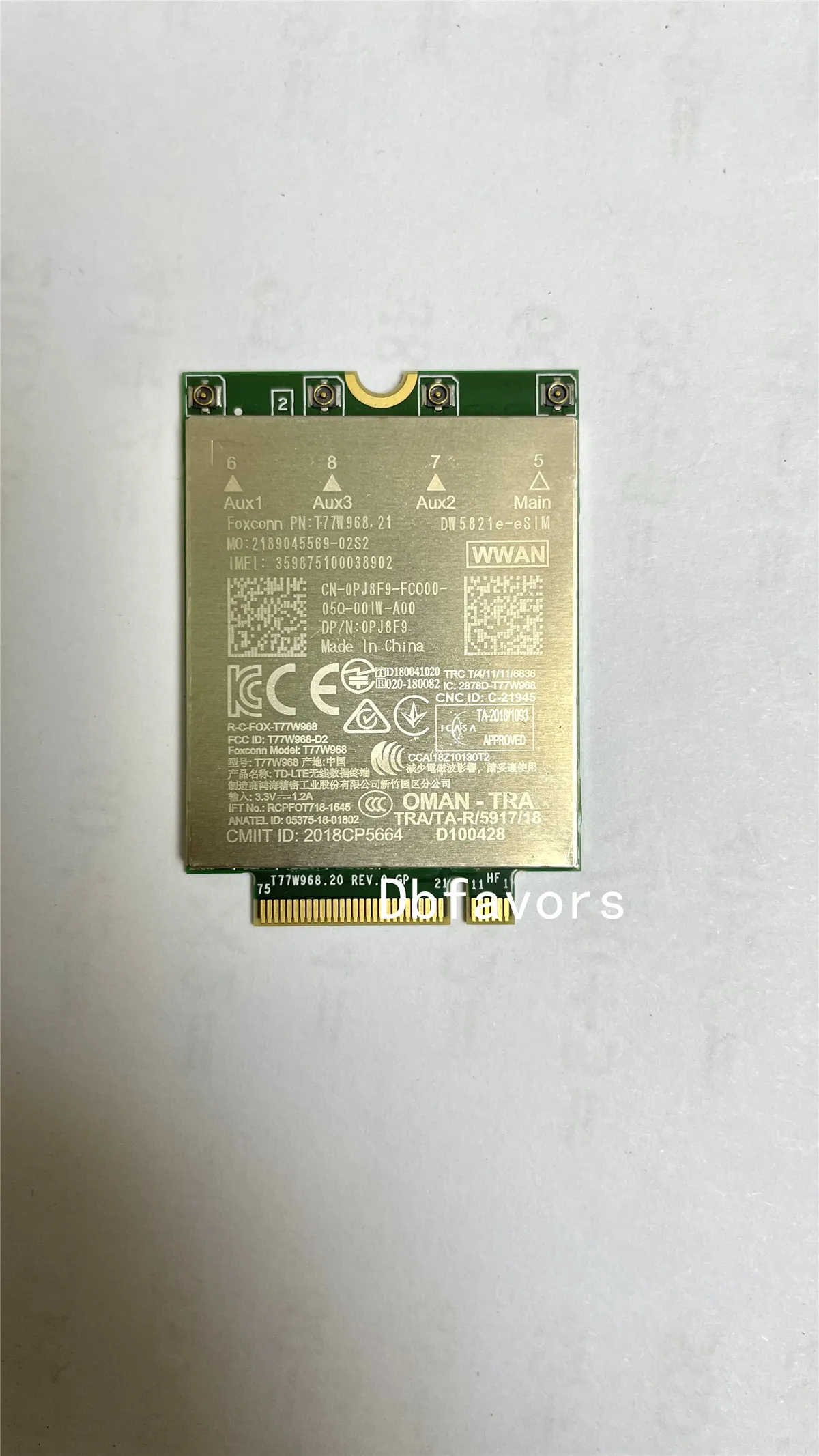 Foxconn DW5821e T77W968 0PJ8F9 LTE Cat16 M.2 4G module for Dell Latitude 7400 7400 2-in-1 5424 5420