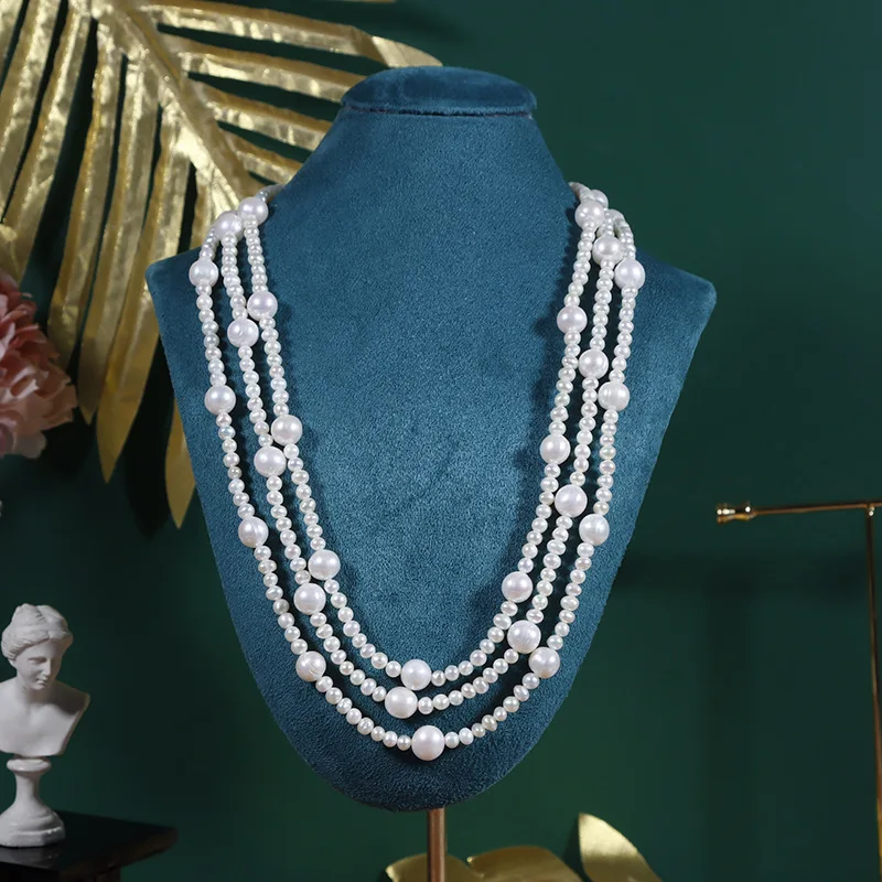 Natural Freshwater Pearl Necklace Sweater Chain 160Cm Long -Layer One-Piece Multi-Wear