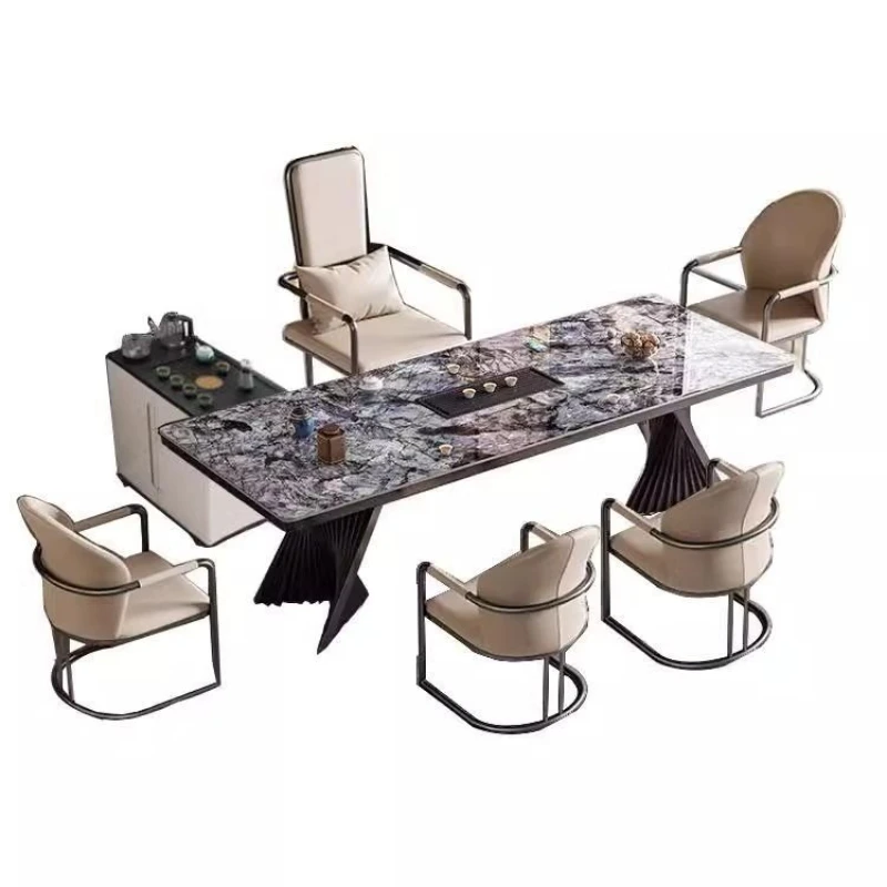 

Rock slab balcony tea table and chair combination kettle integrated 2025 new modern simple small apartment household