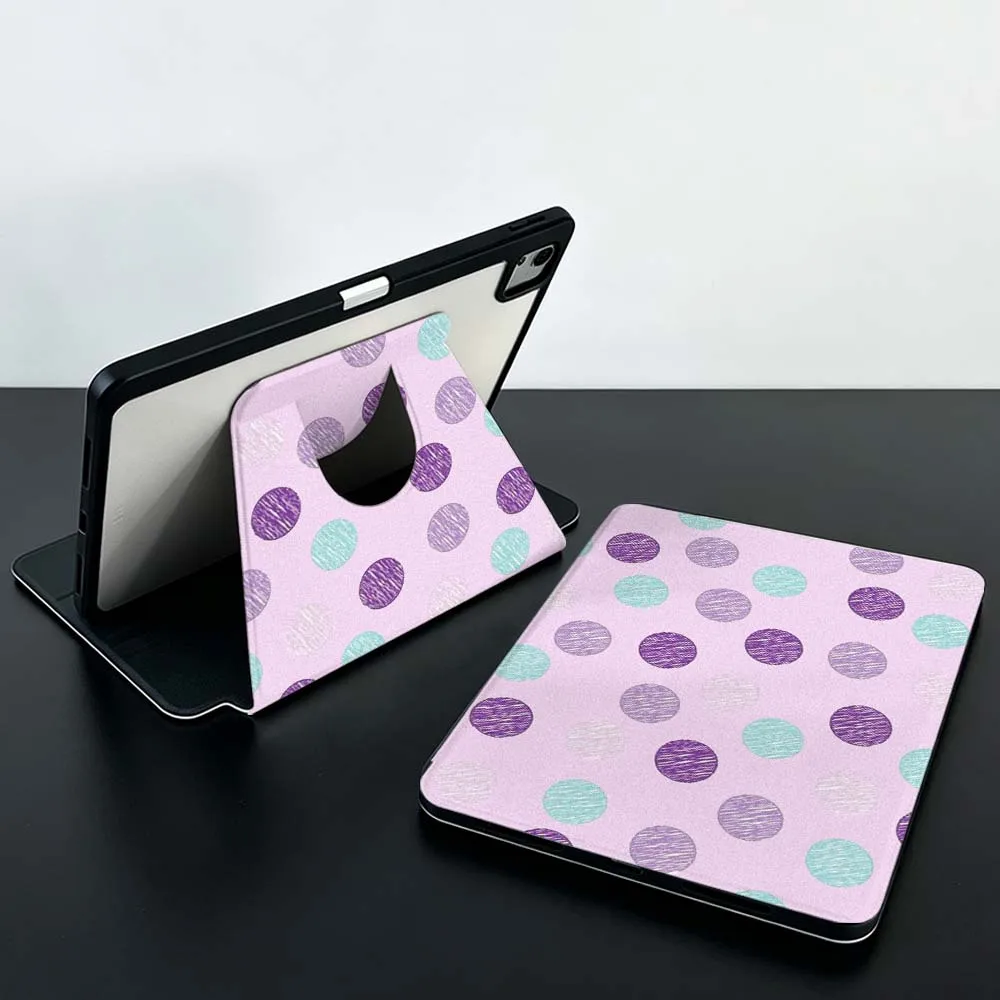 Purple Polka Dots Soft For Xiaomi Mi Redmi Pad SE 6 7 M7 8.7 12.1 11.2 inch 2025 360° Rotation Tablet Case