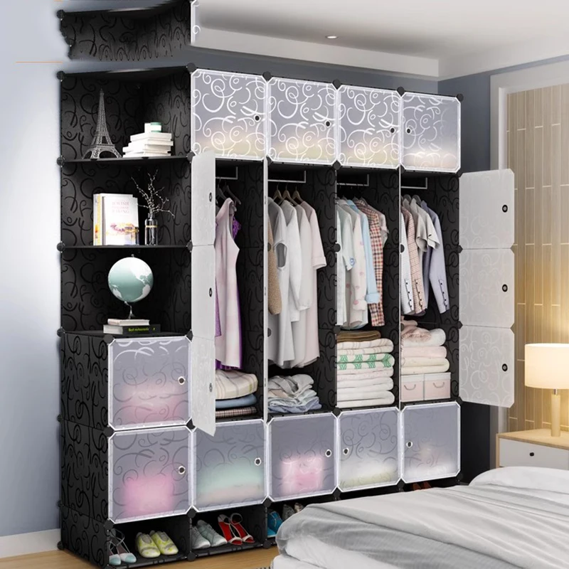 Partitions Plastic Closet Organizer Storage Clothes Plastic Shelves Makeup Nordic Wardrobe Modular Guarda Roupa Salon Furniture