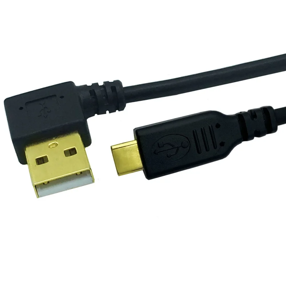 Conector de cable de carga de sincronización de datos USB 2,0 (tipo A) macho a USB 3.1 (tipo C) macho 90 de ángulo izquierdo chapado en oro