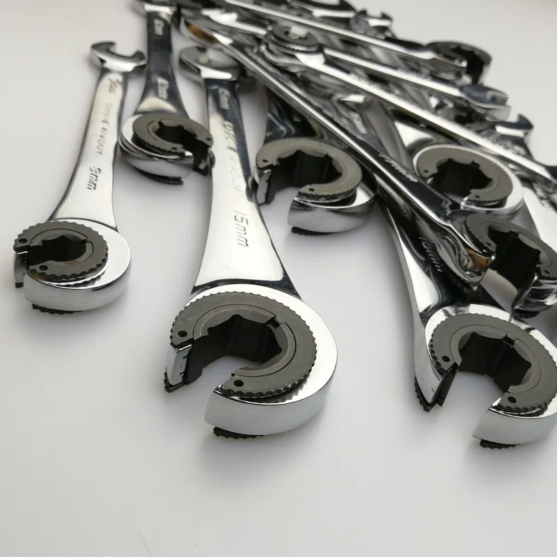 1PC Fixed Ratcheting Wrench Metric Ratcheting Spanner with 72 Teeth Chrome Vanadium Steel Tubing Ratchet Spanner 8-19mm Optional