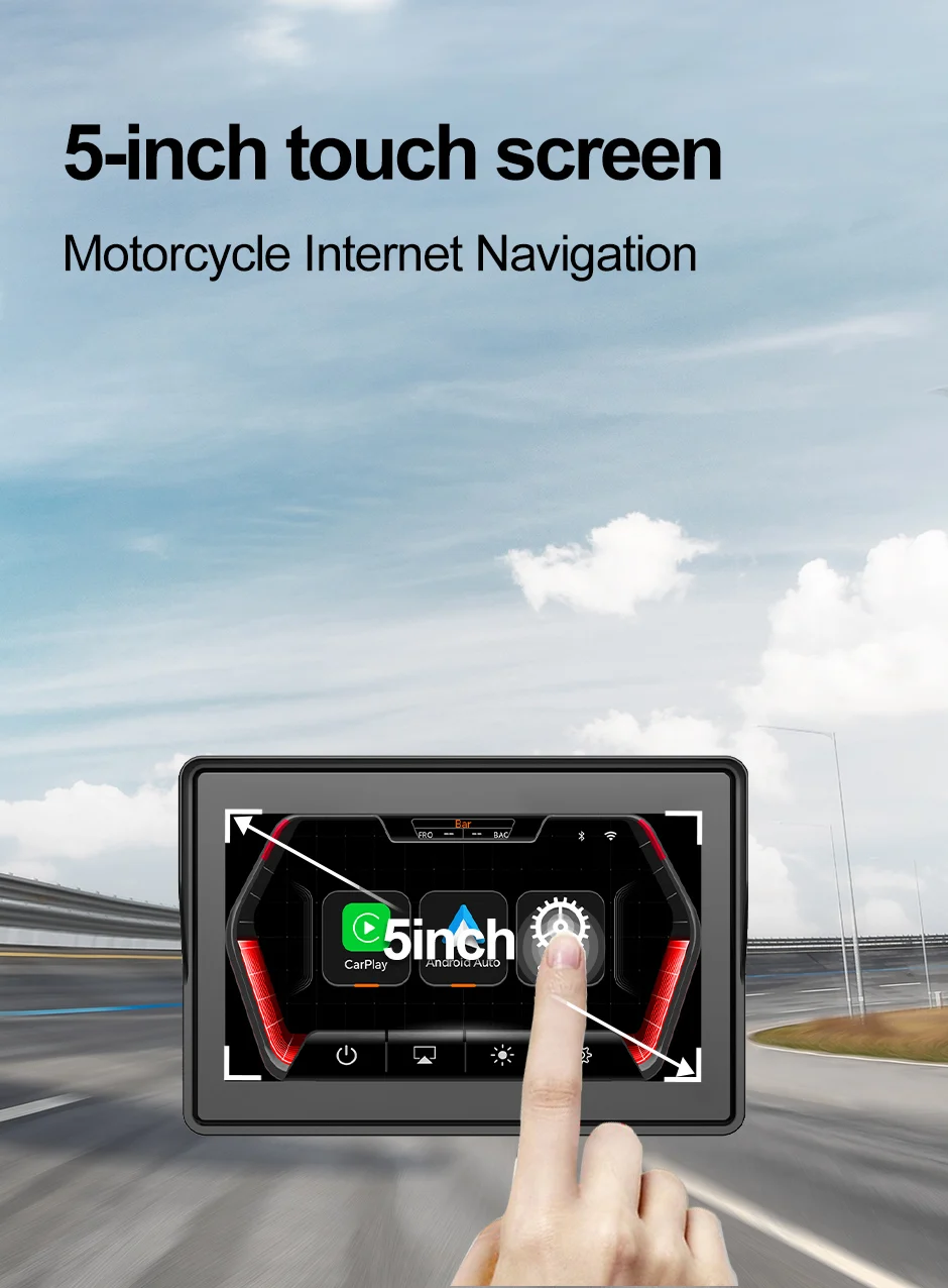 F92 المحمولة CarPlay شاشة تعمل باللمس أندرويد السيارات نظام تحديد المواقع دراجة نارية الملاحة عرض BT واي فاي 5.0 بوصة لوحة القيادة الرقمية للدراجات النارية #2