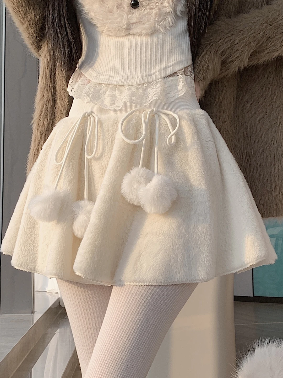 

Новая зимняя пышная юбка-трапеция с узлом и высокой талией для женщин, корейская версия, для повседневной носки, 2026 год