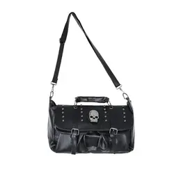 Popular Fashion Womens Personalise Punk Rivet Skull Shoulder Bag Handbag Black