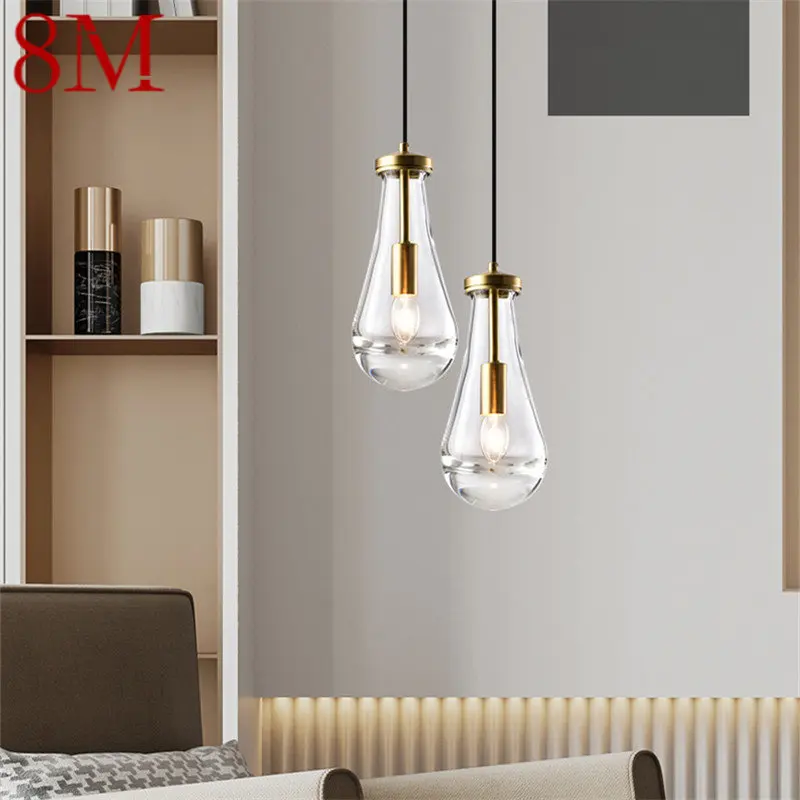 

8M Modern Crystal Hanging Pendant Light LED Brass Creative Simply Nordic Chandelier Lamp For Home Dining Room Bedroom