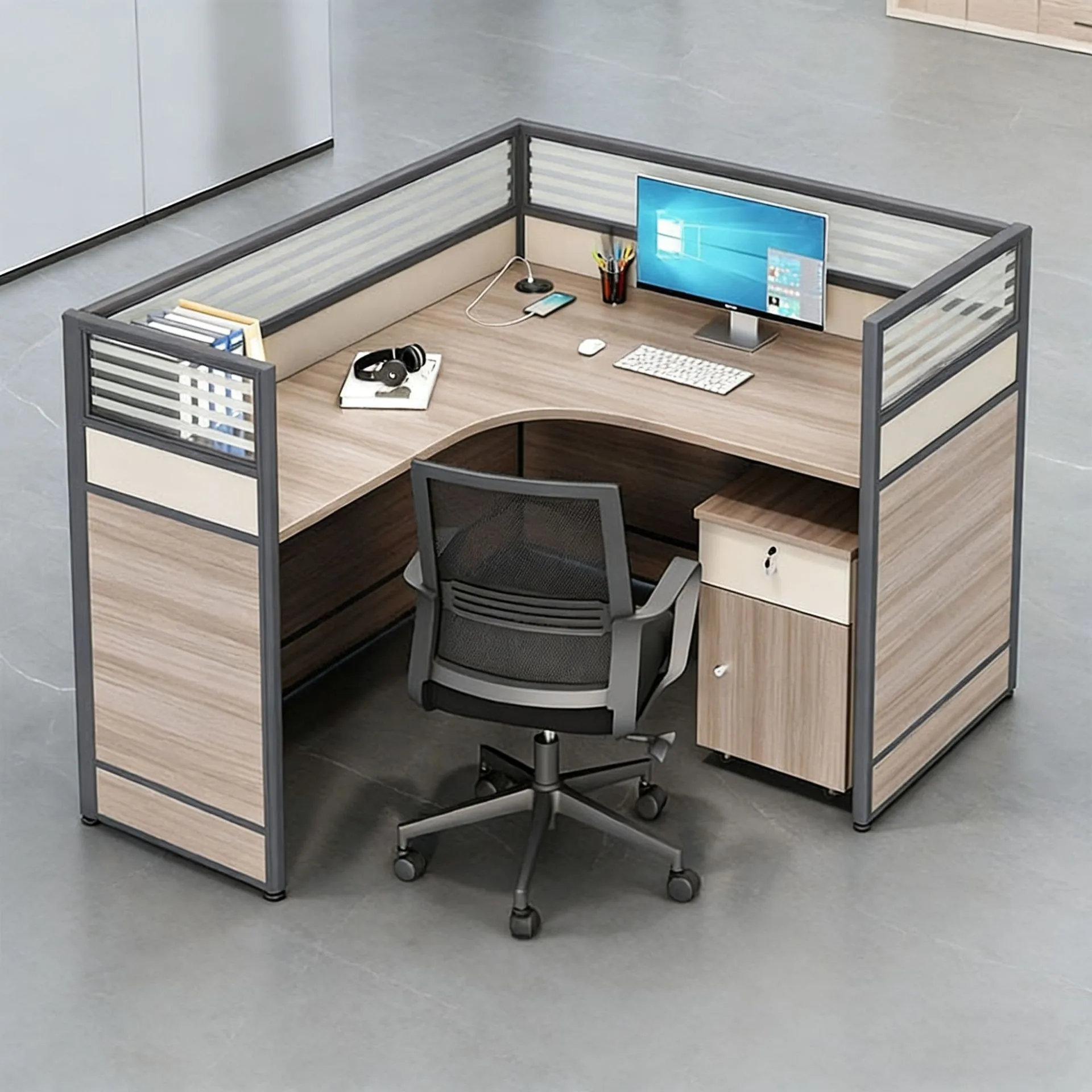 Office desk and chair combination simple modern full screen workstation staff table office card seat single seat office furnitur