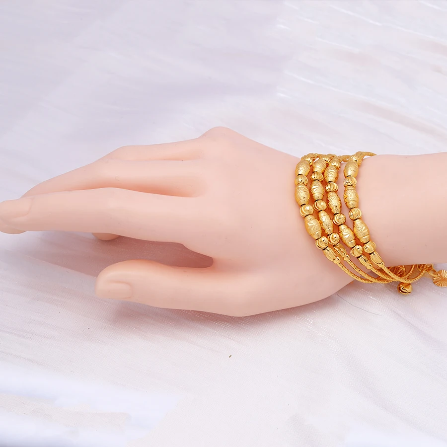 Goldlen Middle East 4 pieces/batch Copper Bracelets Dubai Women\'s Fashion Jewelry Ethiopian Bride Wedding Gift