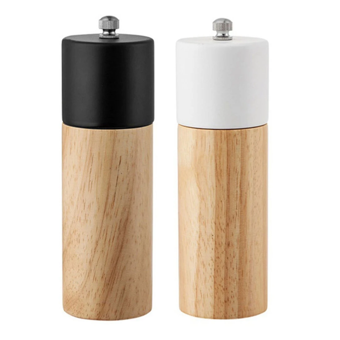 2Pcs Mini Manual Pepper Grinder Wooden Salt & Pepper Mill Multi-Purpose Cruet Kitchen Tool with Ceramic Grinder