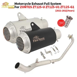 Slip On For ZONTES ZT125 ZT125-U1 ZT 125 U1 G1 Z1 Z2 2021 - 2025 Motorcycle Exhaust Escape System Front Link Pipe With Muffler