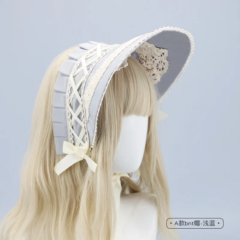 Lolita Bonnet Victorian Headpiece Mori Girl Lolita Hat Gorgeous Elegant Tea Party Flat Cap Pastorale Style Lace Hat Bnt Cosplay