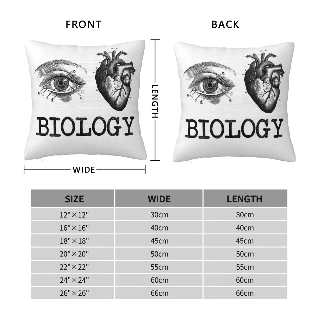 Eye Heart Biology Science Square Pillowcase Polyester Linen Velvet Creative Zip Decorative Sofa Seater Cushion Cover