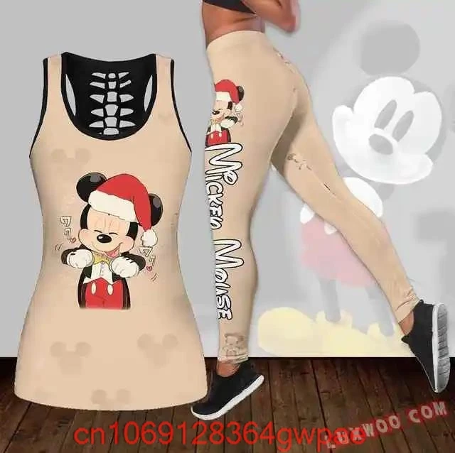 Conjunto de mallas de Yoga de Mickey Mouse para mujer, Leggings de Fitness, chándal de Disney, Top sin mangas recortado, conjunto de Leggings #2