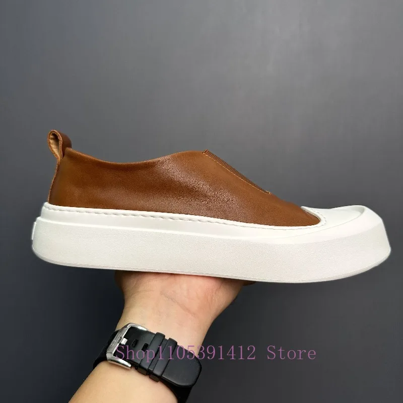 British-style Casual Shoes Men Flats Genuine Leather Retro Fashion Trendy Sneakers Breathable Comfortable Youth Skate Shoes
