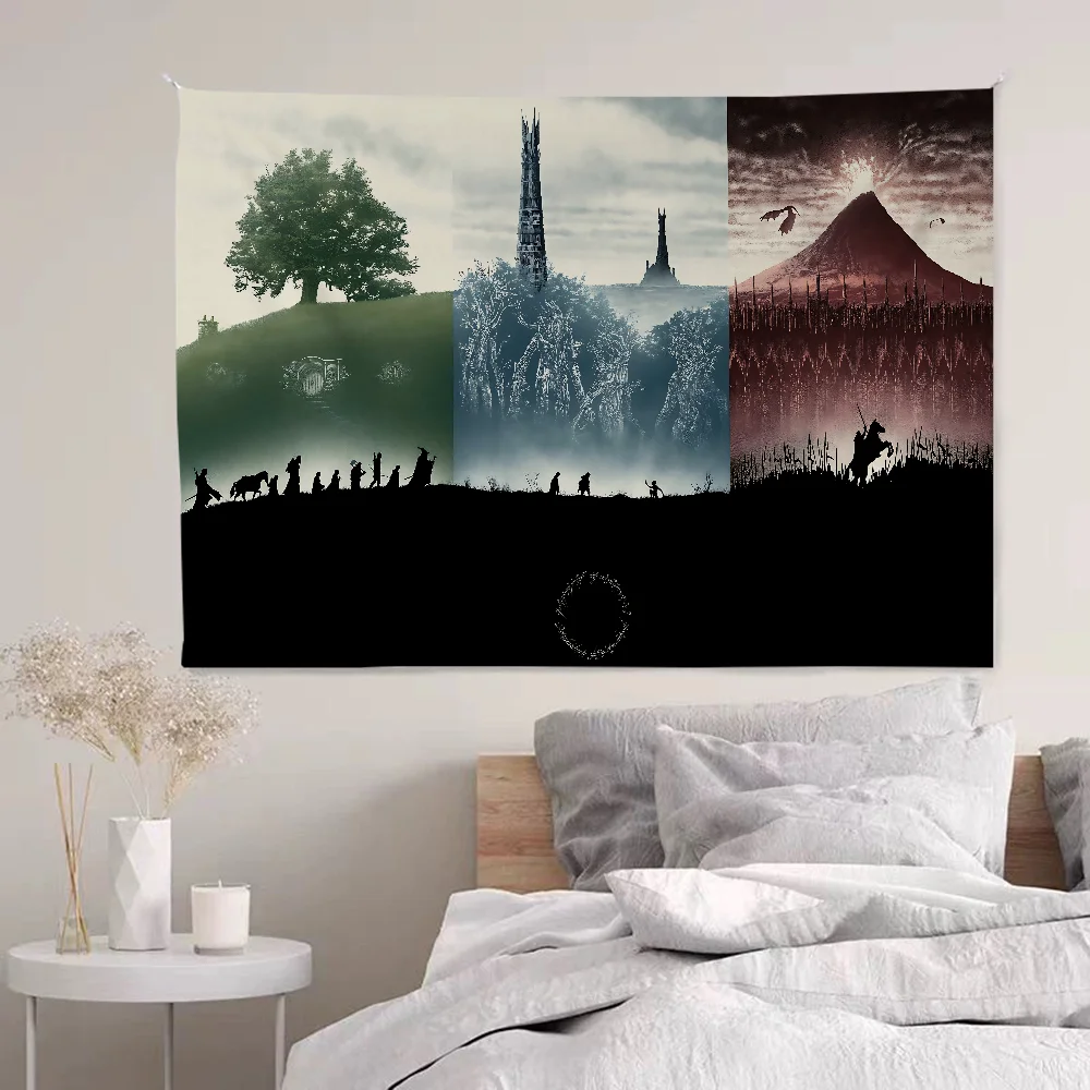 لعبة L-Lord Of The R-Rings مطبوعة قماش مزخرف جداري كبير رخيصة الهبي الجدار الشنق البوهيمي جدار المفروشات ماندالا ديكور المنزل