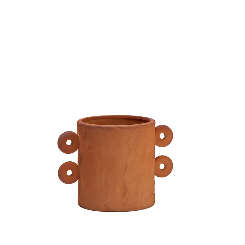 

Ceramic binaural orange ceramic flower ornament, quaint creative shape, dried flower vase decoration