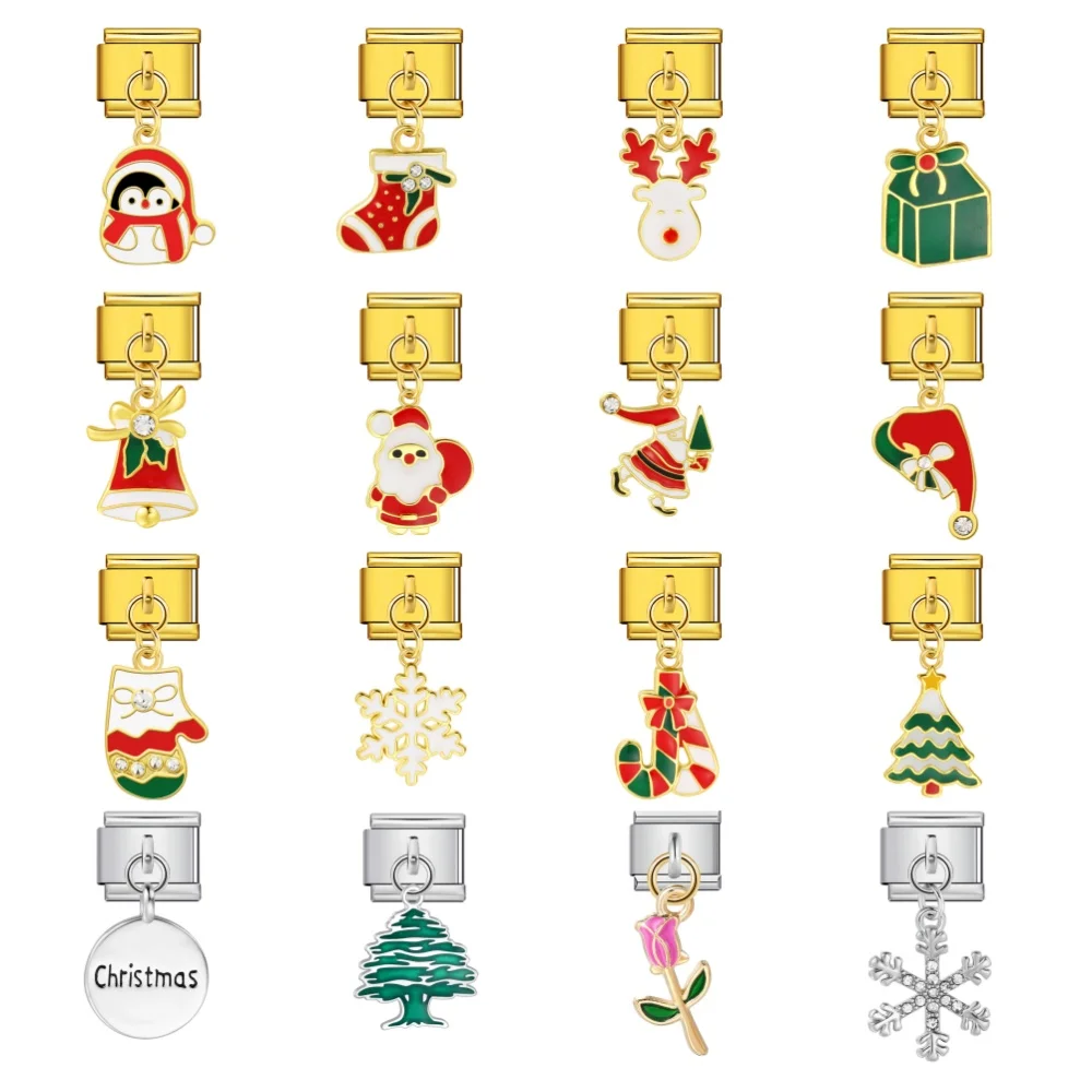 تصميم سوار عيد الميلاد الأيائل ندفة الثلج البطريق ثلج سحر قلادة الإيطالية الفولاذ المقاوم للصدأ ربط صالح 9 مللي متر صنع المجوهرات DIY بها بنفسك #2