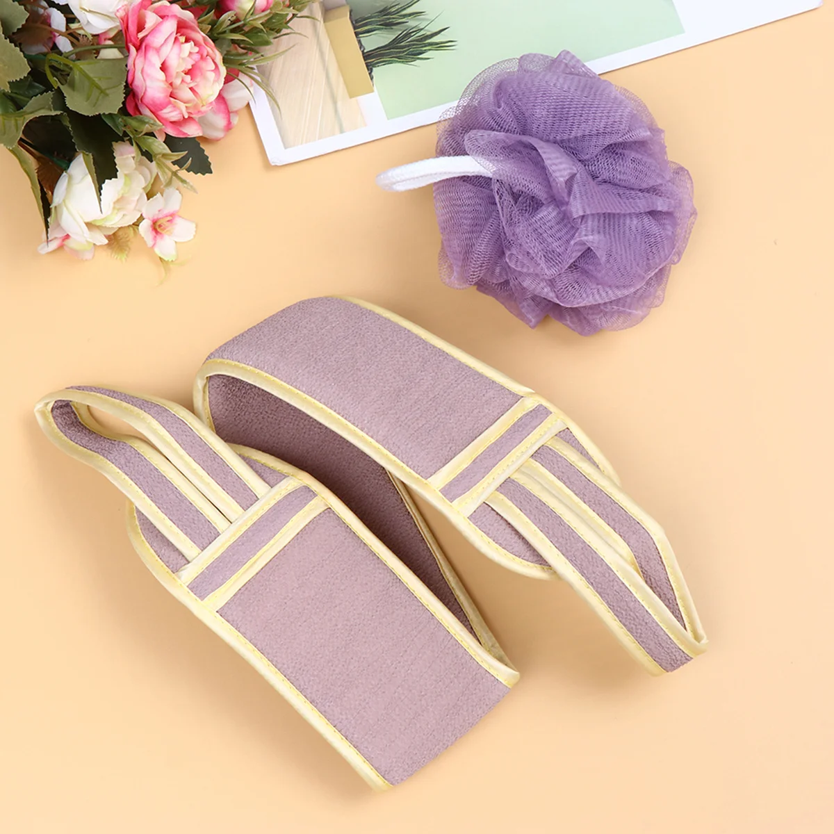 

2Pcs Back Scrubber Pad Premium Long Strip Bath Towel with Dual Handles Deep Clean Body Exfoliating Tool for Back Neck Shoulders