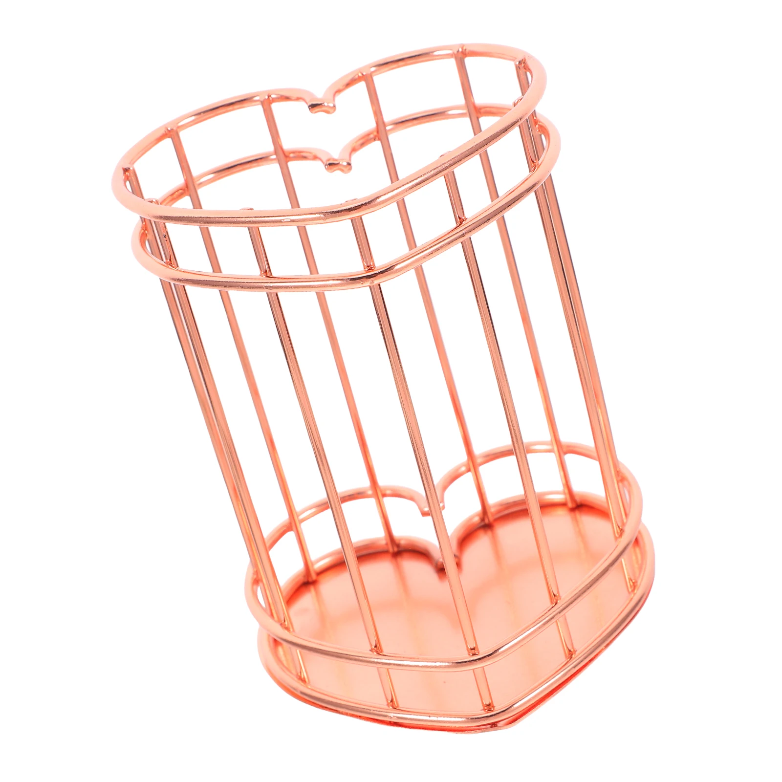 

Heart Shape Metal Pen Holder Smooth Polished Texture Desk Adornment Stationery Bucket Pen Holder Metal Brush Pot