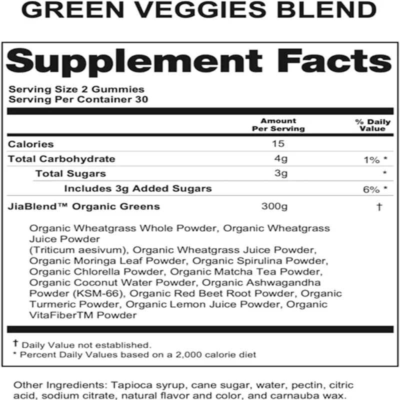 Green Vegetable Supplement - Rich in Vitamin C and Antioxidants, 60 Gummies