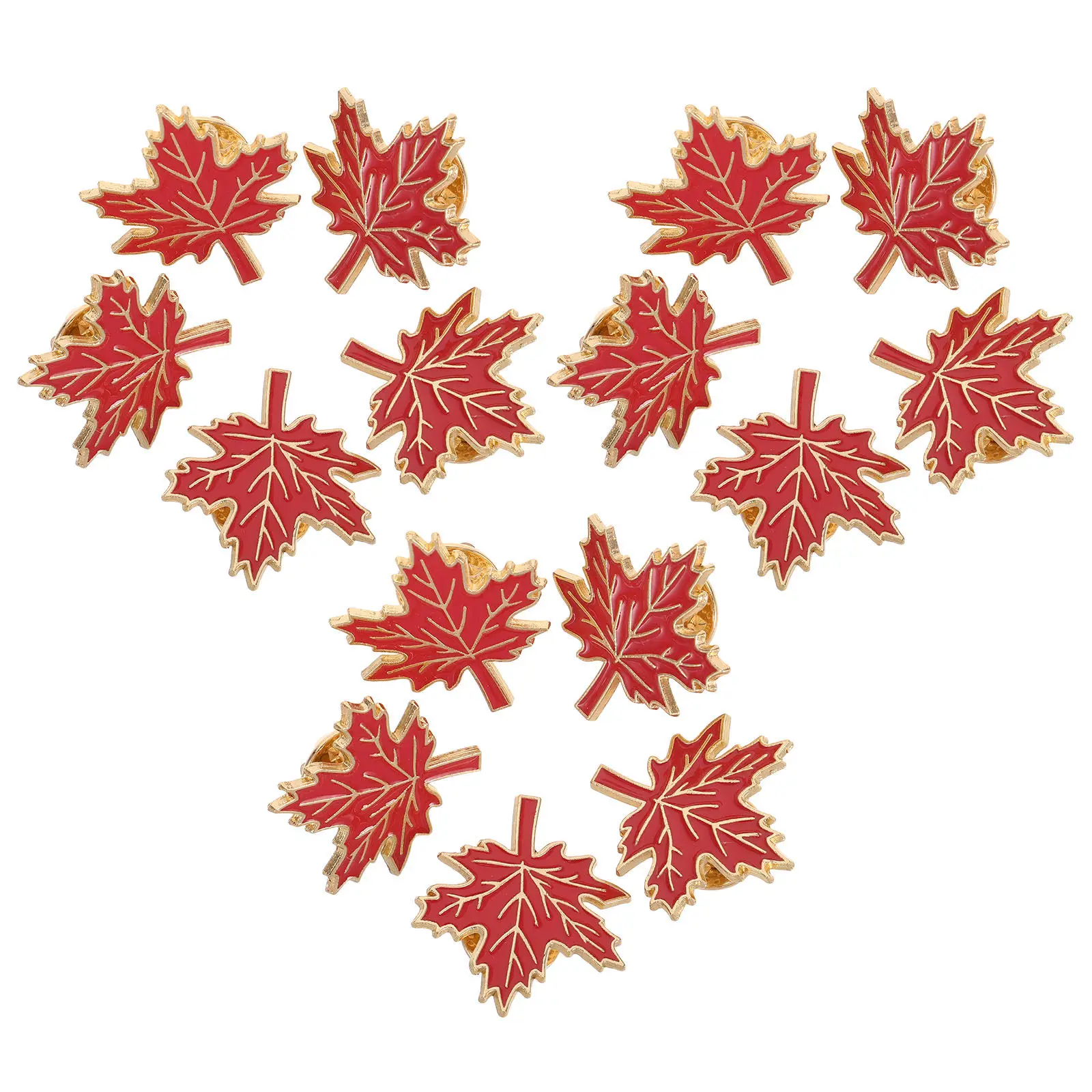 15Pcs Maple Leaf Brooch Pins Metal Drip Oil Finish Lightweight Elegant Accessory Daily Use Special Occasions Canada Day