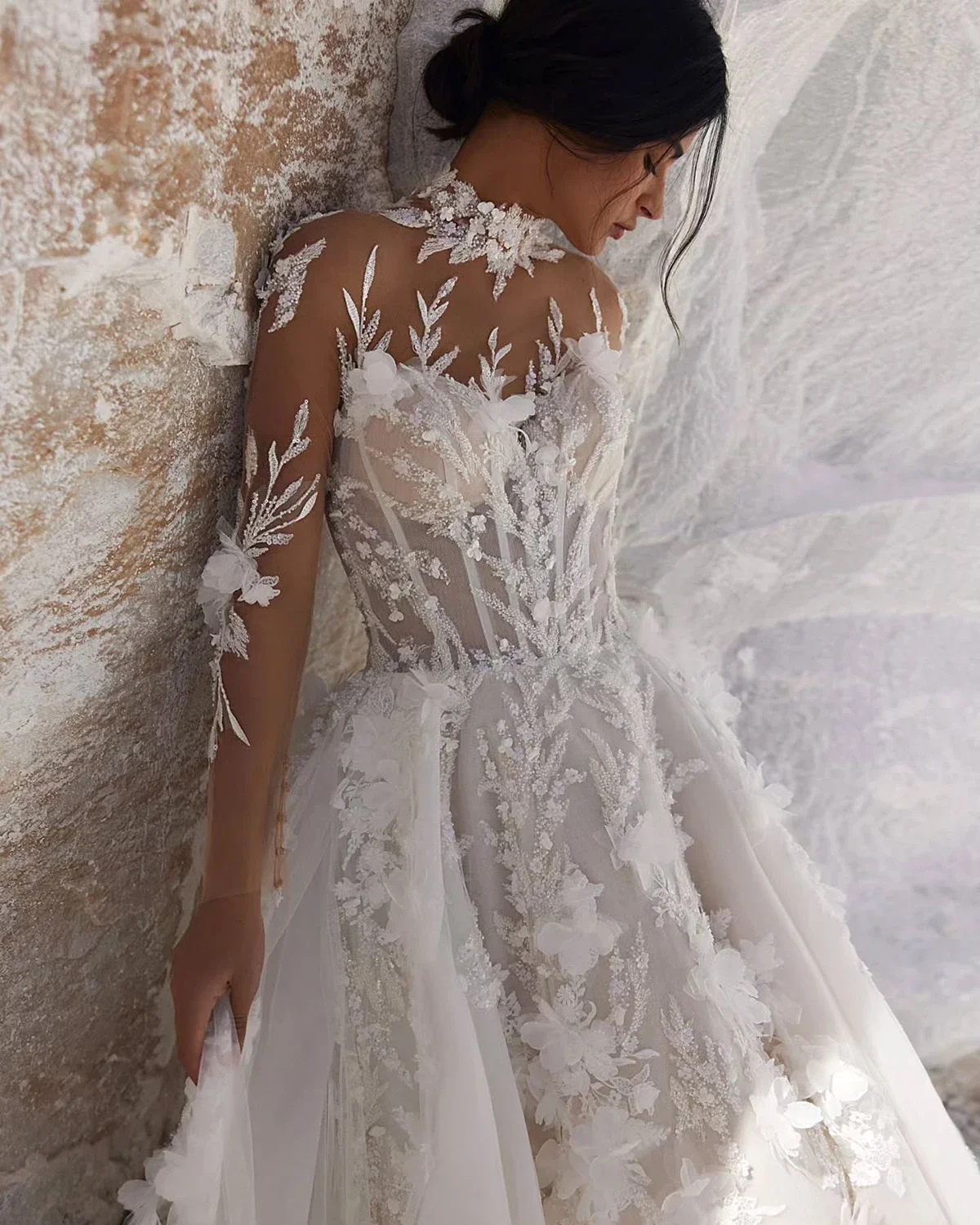 Maßgeschneiderte elegante Brautkleider, herzförmige Spitzenapplikationen, Pailletten, Perlenstickerei, Spitze, Party, besondere Anlässe, Brautkleid