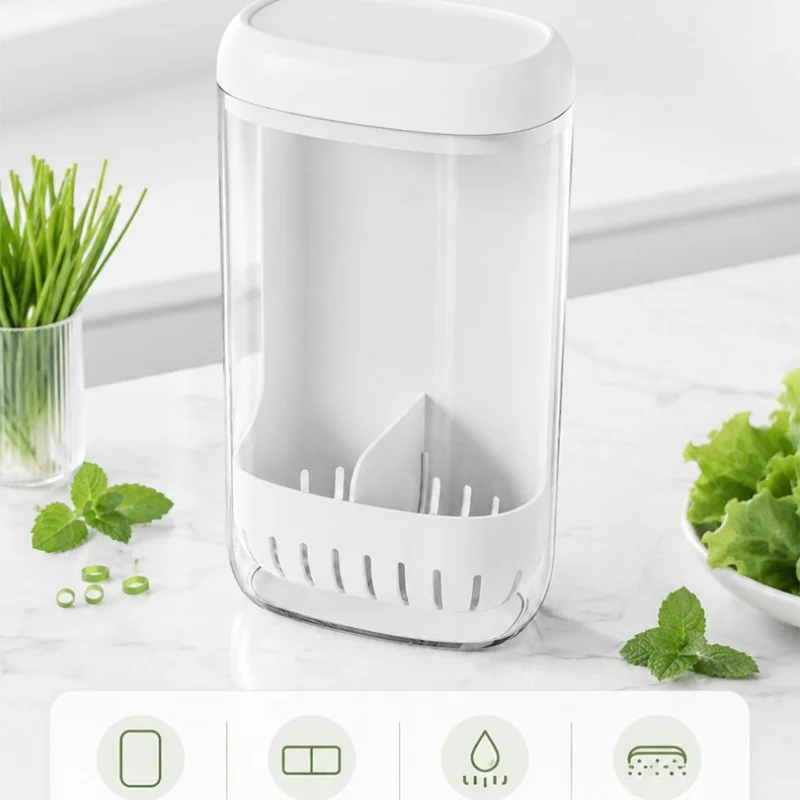 Herb Fresh Keeping Box Kitchen Water Culture Fridge Storage Box for Cilantro Scallion Garlic Mint Garlic Sprout KitchenOrganizer