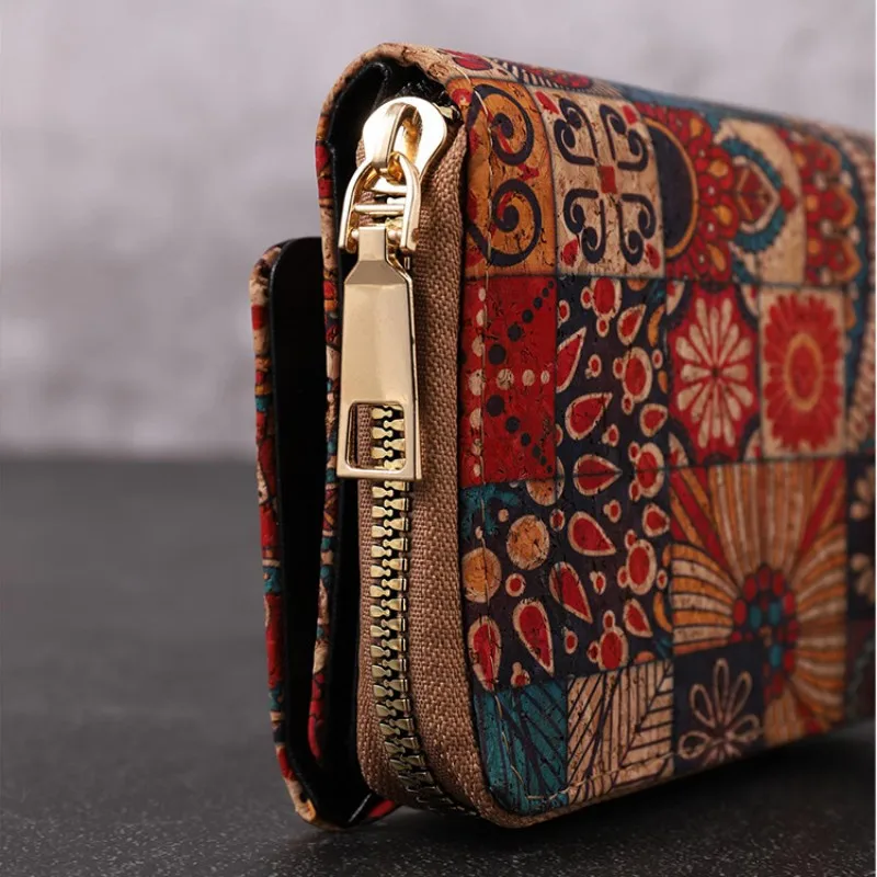 2025 Three Fold Wallet Reliable Wood Grain Wallet Zipper Coin Purse Convenient Card Holder Wallet For Gifts Shopping Travel
