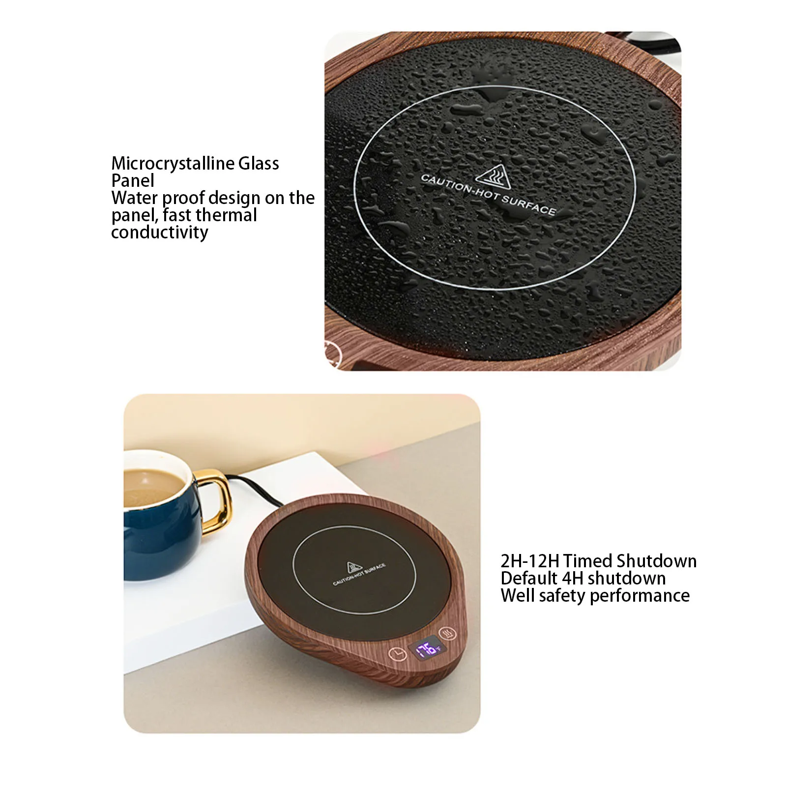 Aquecedor de canecas 36W, aquecimento uniforme rápido, 3 configurações de temperatura, aquecedor de copos com desligamento automático para café, chá, leite, cacau