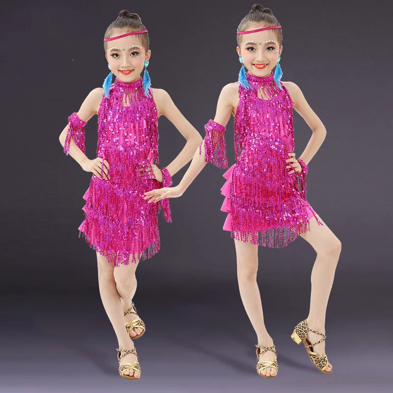 

Kids Girls Sequins Modern Jazz Latin Ballet Dance Costume Halt Shiny Stage Performance Ballet Dance Shorty Unitard Dress