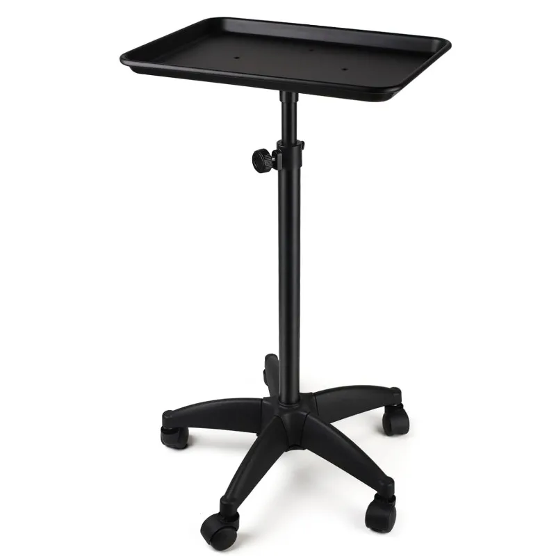 Aluminum Tattoo Rolling Tray with Wheels - Adjustable Height Salon Cart for Hair Stylist Medical Dental Tray