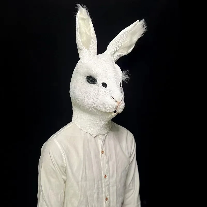 Cosplay Anime Bunny Latex Mask Full Head Animal Cartoon Rabbit Mask Bunny Costume Halloween Party Fancy Dress Carnival Maks