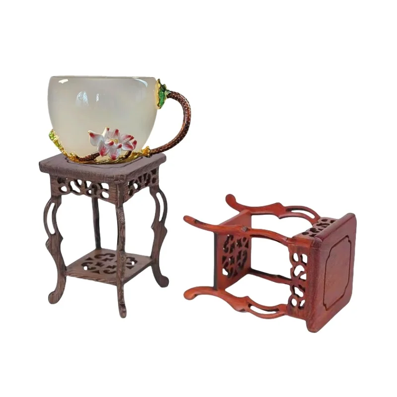 Natural Solid Wood Teapot Base Chinese Gong Fu Tea Sorting Table Tea Pot Cup Display Stand Coffee Tea Sets Pedestal Drinks Shelf