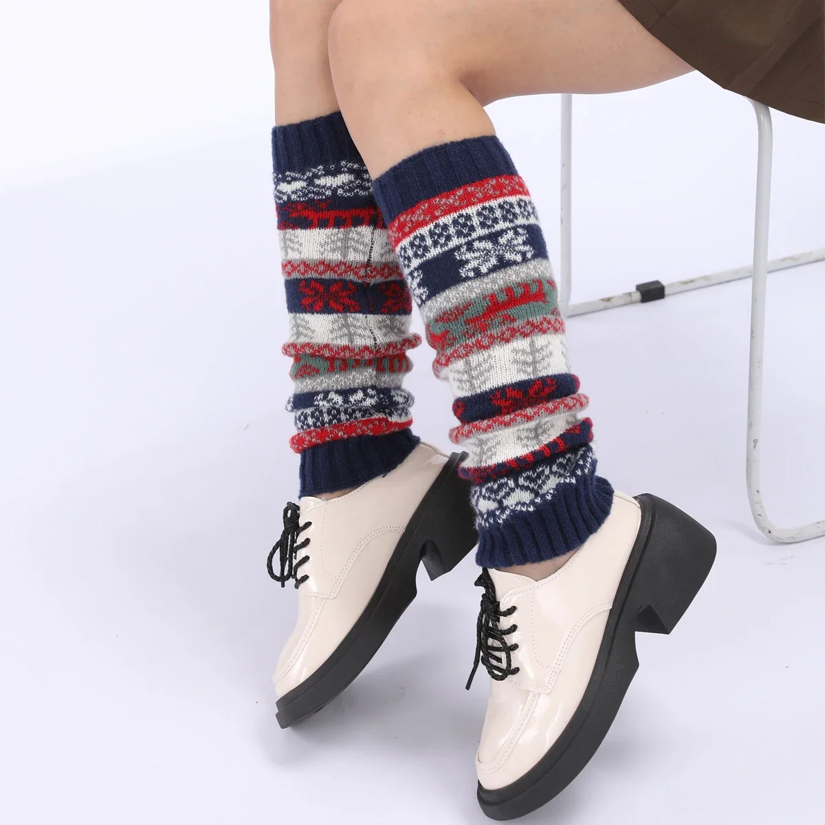 Wool Fabric Ladies Knitted Leg Warmers Colorful Christmas Style Cute Warm Daily Dating Party Use Gift First Choice