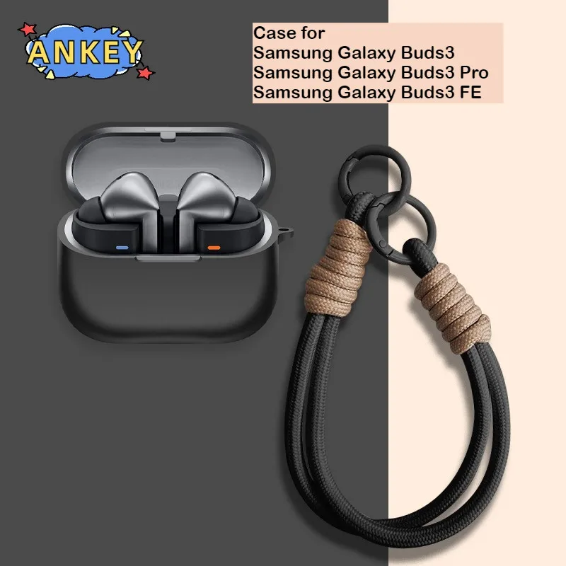 

Для Samsung Galaxy Buds3 / Buds3 Pro / Buds3 FE Чехол Силиконовый защитный портативный ударопрочный корпус с карабином и ремешком