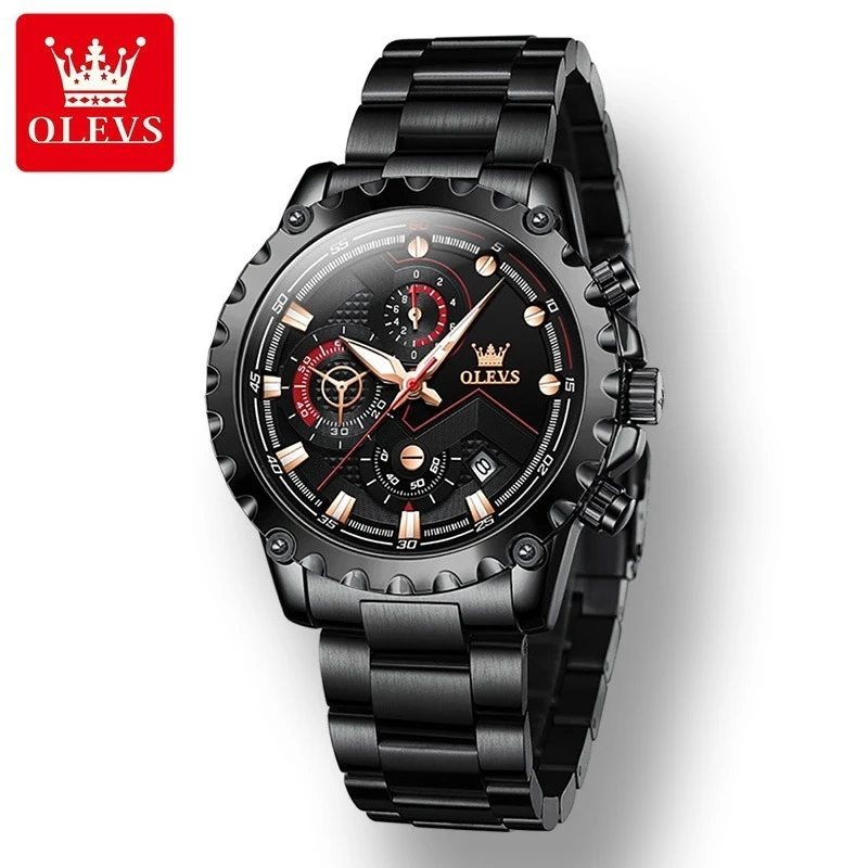 

OLEVS 2873 Sport Quartz Watch Stainless Steel Watchband Round-dial Chronograph Calendar Luminous