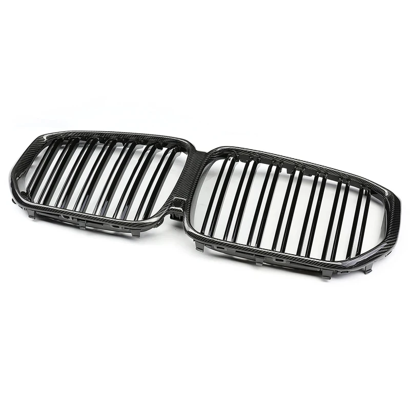 

High Quality ABS+Carbon Fiber Double Slats Gloss Black Front Bumper Grille 2019+ X5 G05 X5M F95