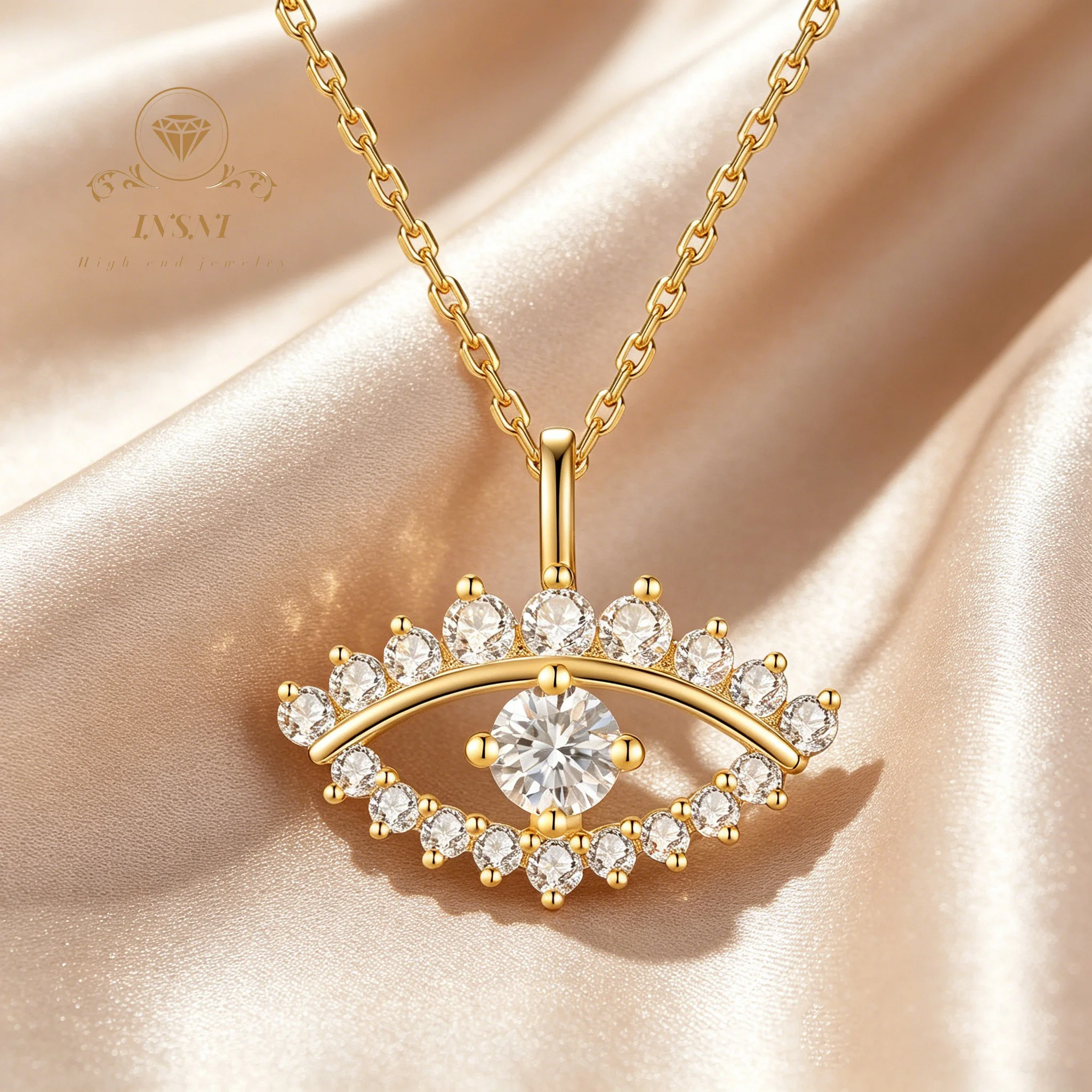 S925 Sterling Silver Devil's Eye Necklace Full of Moissanite Pendant Collarbone Chain Jewelry Affordable Light Luxury Jewelry