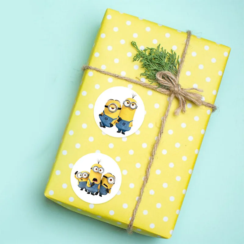 Minions dos desenhos animados adesivos para crianças, DIY Figura Anime, Recompensa, Envelope, Selagem, Decoração, Adesivo, Presentes Festival, 500PCs