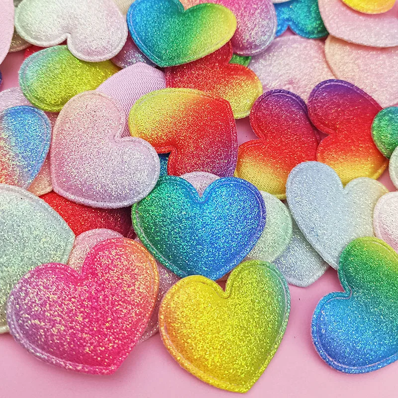 Glänzende Glitzer-Herz-Applikation, Kinder-Stirnband-Accessoires, Schuhe, Hut-Dekorationsaufnäher, 50 Stück – Detail 6