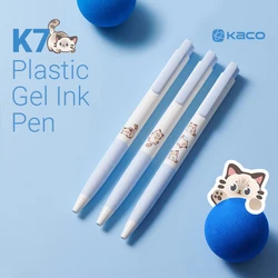 Kaco K7 Kawaii Gel Pens Cute Cats Press Type Signature Canetas Brushing Questions, Quick drying 0.5mm Black Ink Pen Stationery