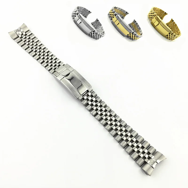 20/21mm Stainless Steel Five-Bead Bracelet for Rolex Submariner Solid Steel Deployment Clasp Two-Tone Men Replacement Watch Band