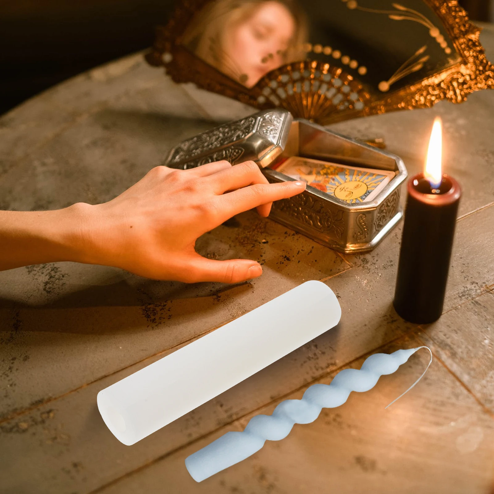 

1pc Twisted Design Silicone For Diy Handmade Craft Creative Long Candles Gift Accessory Casting Tool Twisted Shaped Molds Making