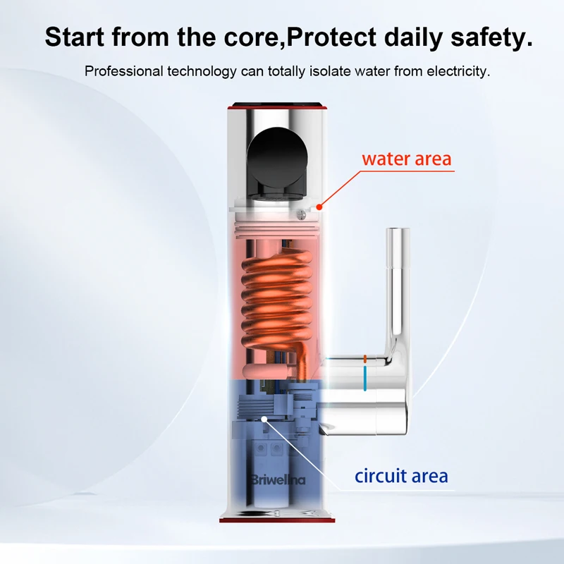 Briwellna ก๊อกน้ำร้อนทันที pemanas Air listrik 220V เครื่องทำน้ำอุ่นสมาร์ทก๊อกน้ำไฟฟ้าไม่มีถัง