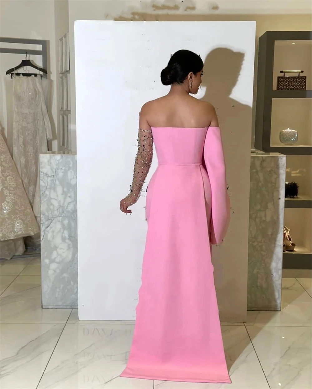 Customized Fashion Off the Shoulder Sequin Party Dress Floor Length Long High Quality Formal Evening Gowns 칵테일드레스