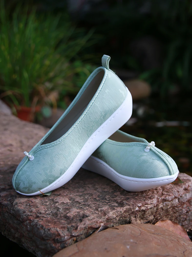 Chaussures Hanfu, chaussures confortables en tissu à semelles épaisses pour enfants