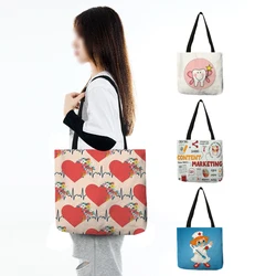 Eco Women Nursing Letter Print Shopping Bags Print Handbag Tote  Fashion Shoulder Bag