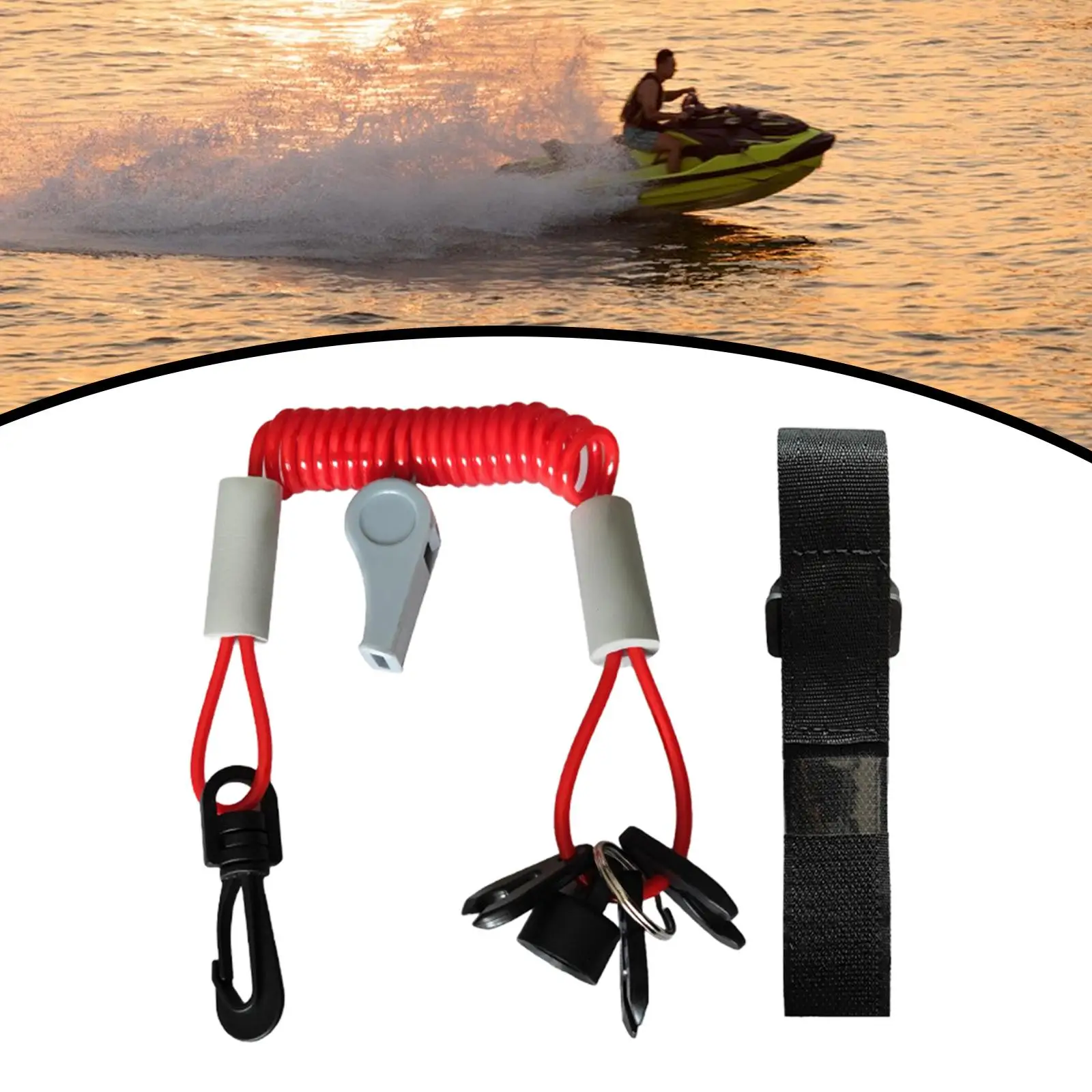 

Boat Kill Switch Keys Lanyard with Key Outboard Emergency Stop Lanyard Boat Key Kill Switch Tether Accessories Anti Sinking