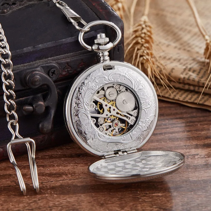 Large antique openwork retro explosion mechanical pocket watch men and women gift pocket table